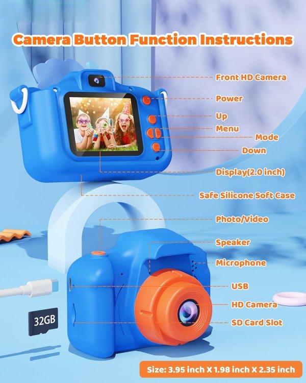 Kids Camera Toy Digital Camera for Kids - Blue