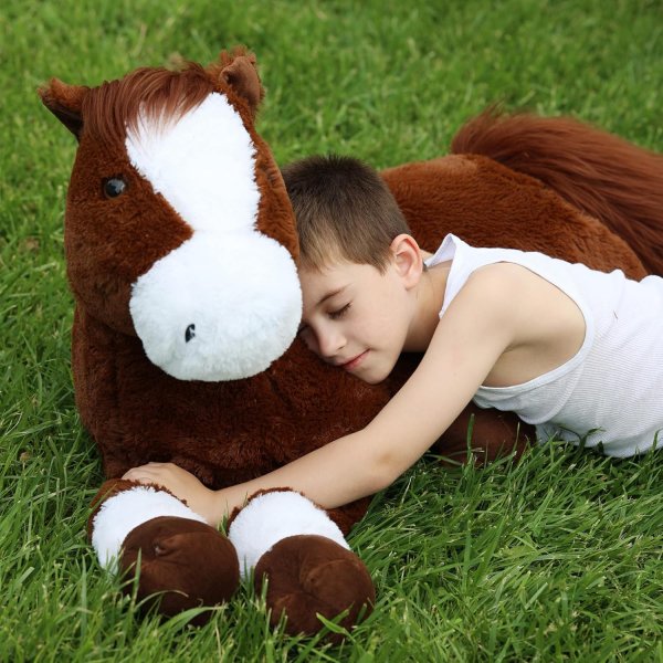 Giant Realistic Horse Stuffed Animal - Chocolate