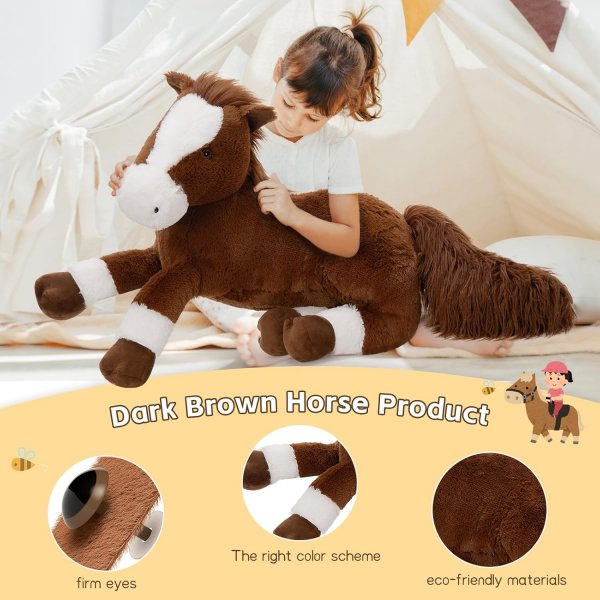 Giant Realistic Horse Stuffed Animal - Chocolate